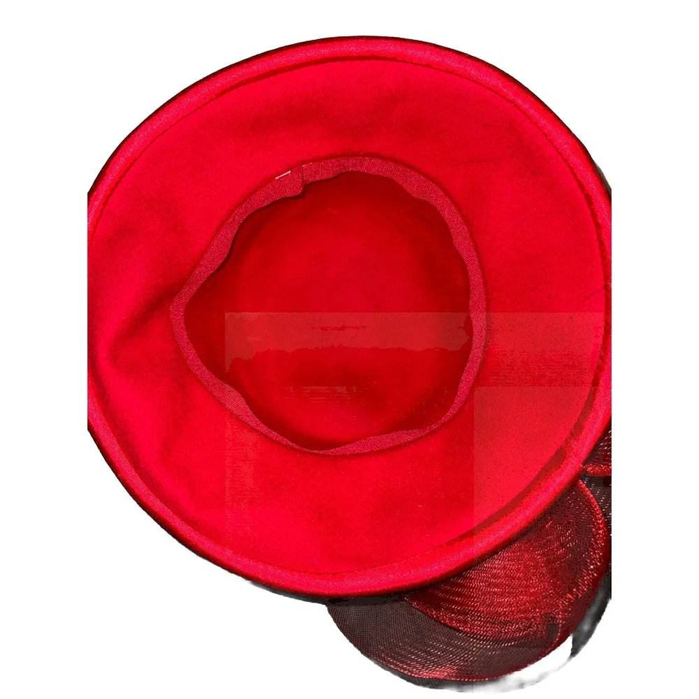 Bowler Hat Wool Ruched Satin Mesh Bow Elegant Kentucky Derby Church - Picture 7 of 9
